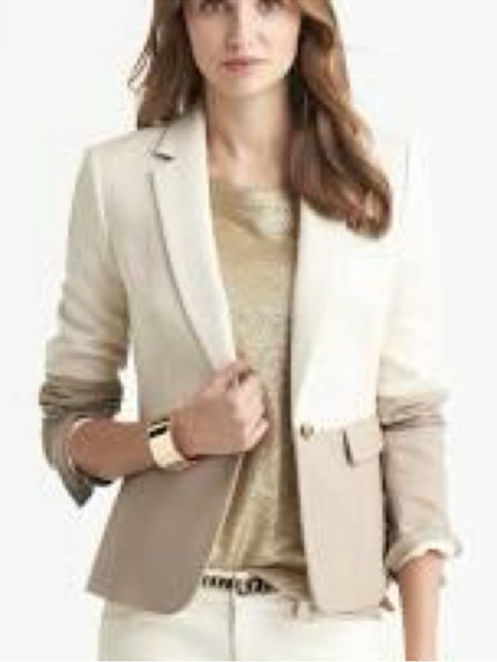 Banana Republic size 8 tan cream colorblock blazer